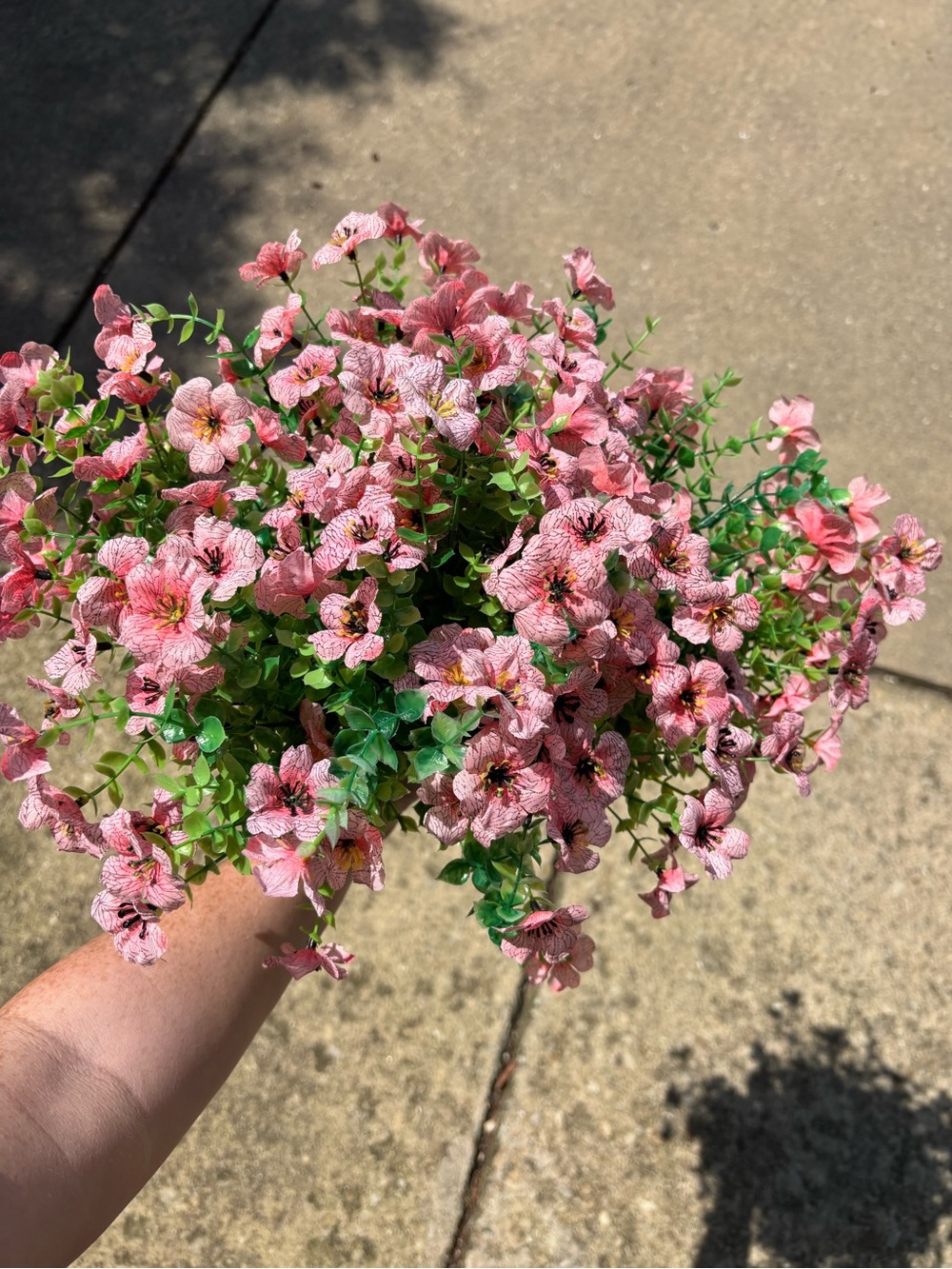 Faux flowers Pink Artificial Floral Bouquet with Green Foliage
